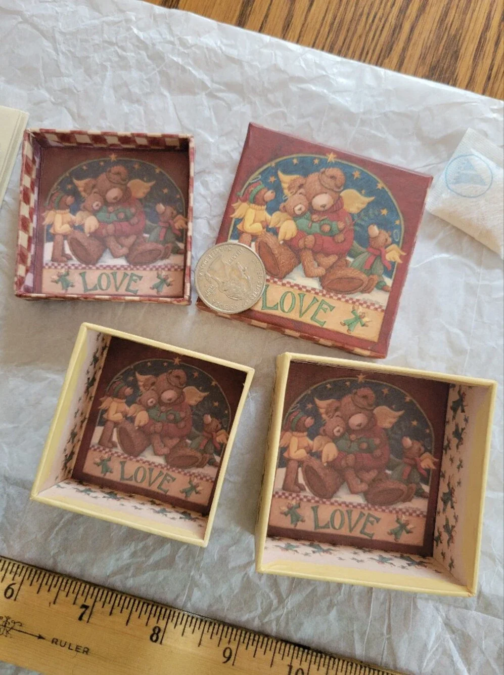 Susan Winget Notecards (5) & 2 Small Lindy Bowman Bear Boxes FINAL PRICE
